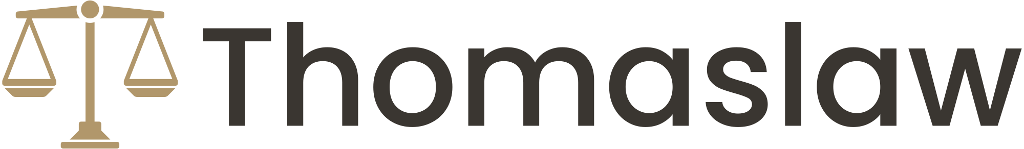 The logo of the website thomaslaw.gr showing the name with a scales icon on the left